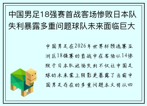 中国男足18强赛首战客场惨败日本队失利暴露多重问题球队未来面临巨大挑战